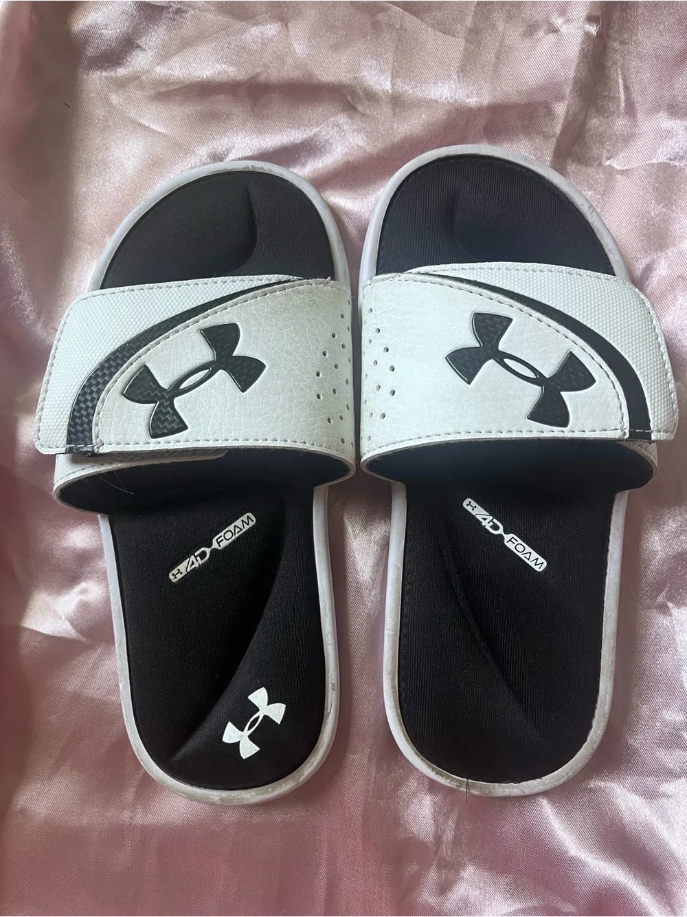 Under Armour Black & White Kids' Adjustable Slide Sandals